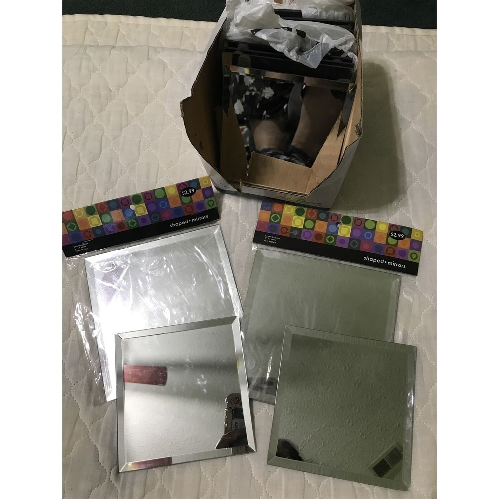 13 Unbranded Square Mirrors Silver Beveled Edge Craft Lot